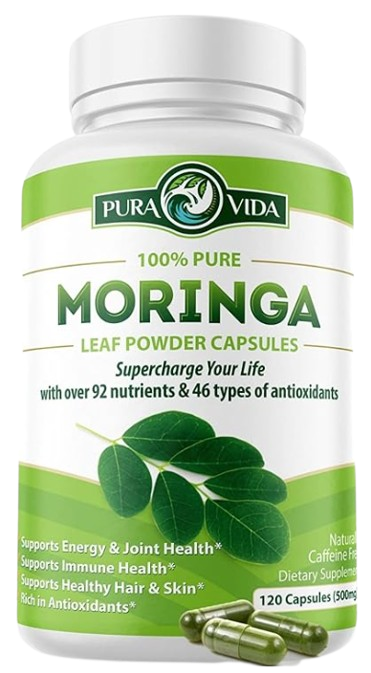 Pura Vida Moringa moringa supplement bottle - Amazon shoppers wanting convenience